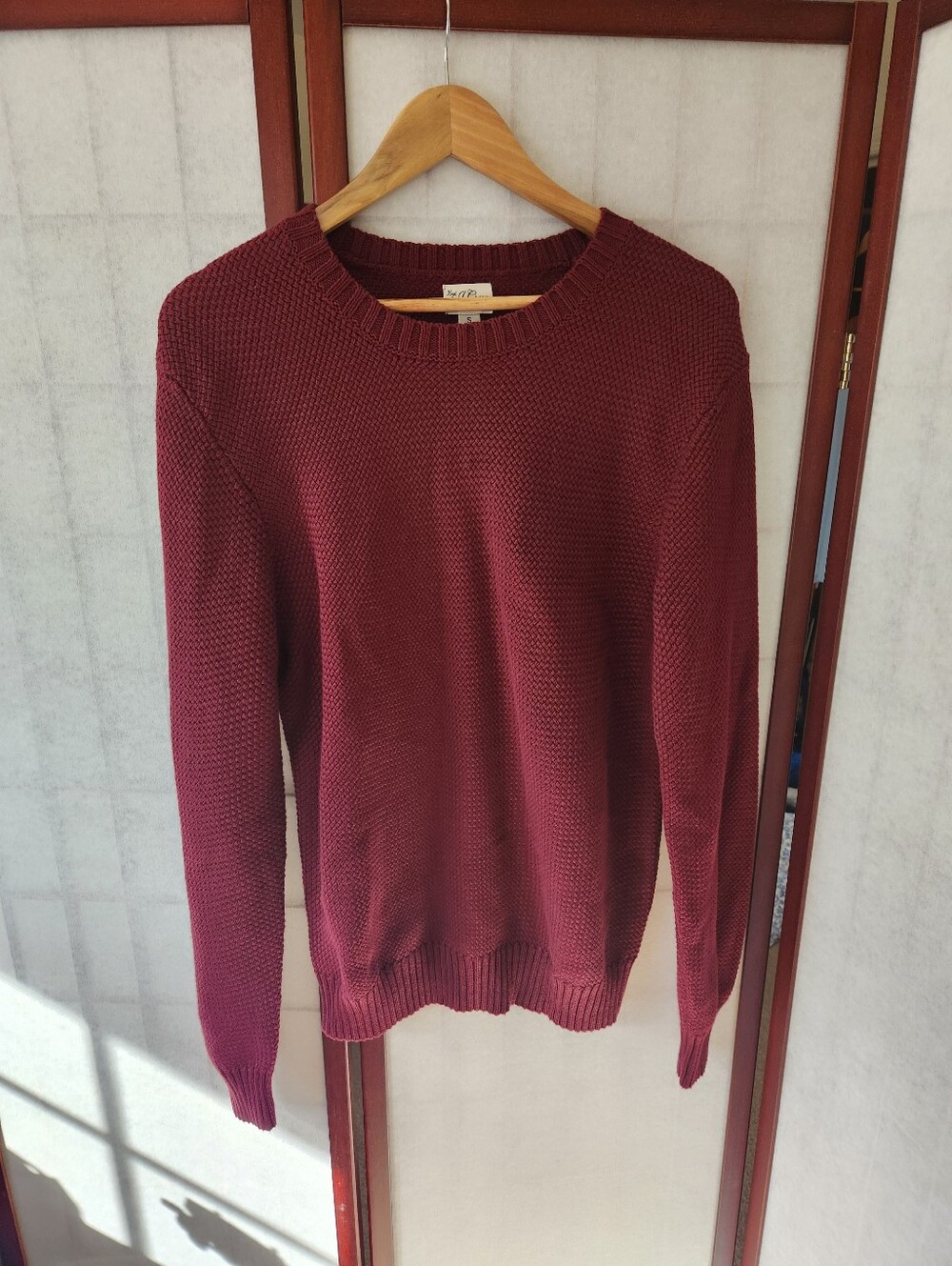 J.Crew Burgundy Cotton Knit Ribbed Crew Neck Long Sleeve Pullover Sweater S